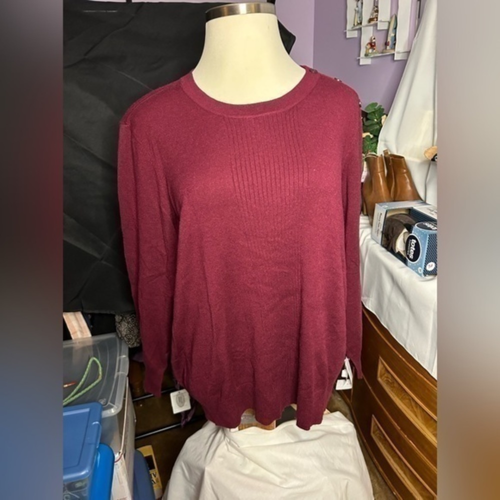LIZ CLAIBORNE BURGUNDY SWEATER, size 3X, NEW with tags